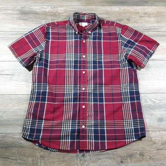 GAP Shirts Mens Gap Short Sleeve Shirt Relaxed Casual Dress Plaid